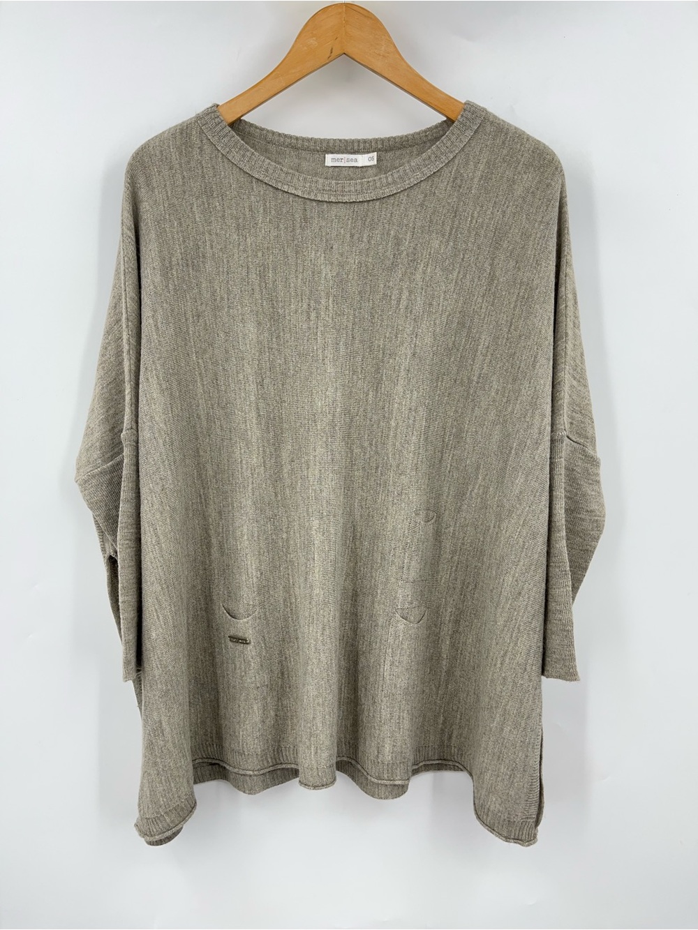 Mersea Catalina Traveler Oversize Knit Sweater 0602 One Size Driftwood Beige - Picture 4 of 10
